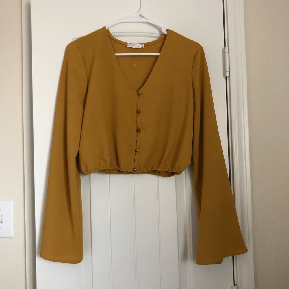 Cropped Bell Sleeve Top